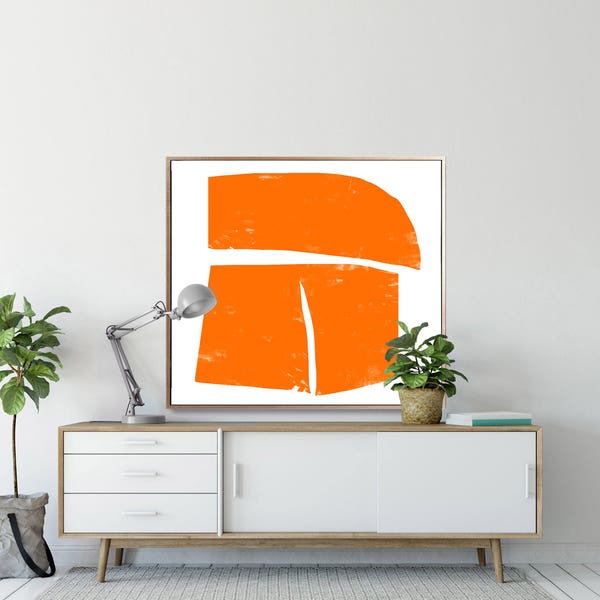 Large Abstract printable art, Orange Art, Orange Print, Minimal Art, Square Prints, Abstract paintings instant download art, 40x40 large art