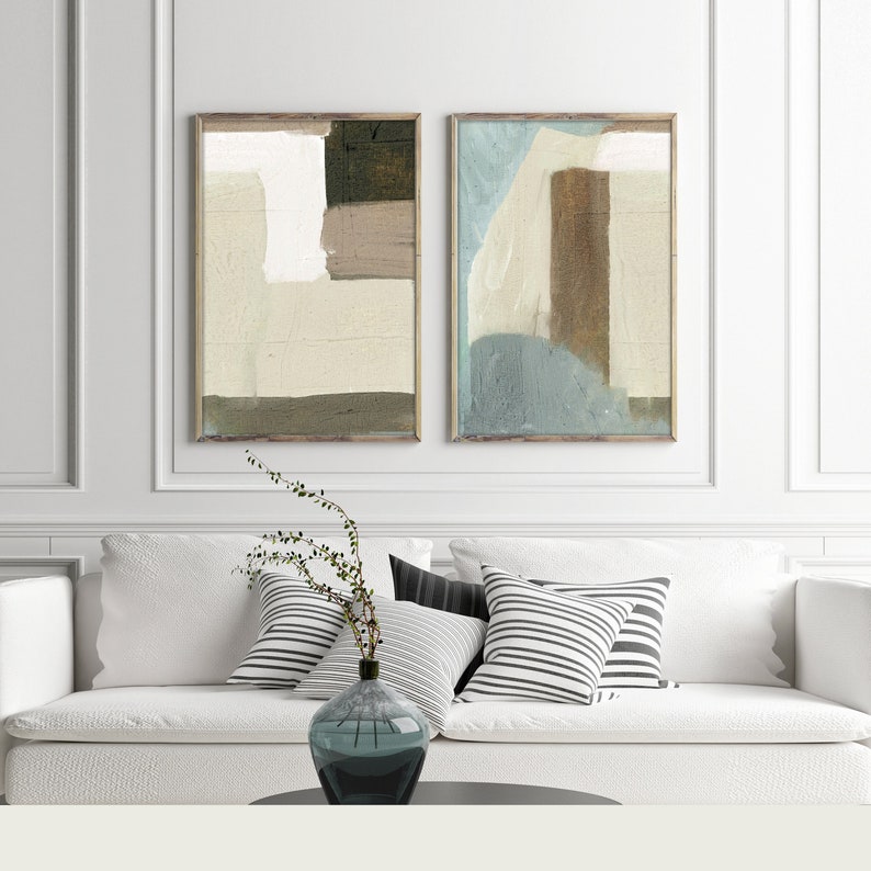 Abstract Wall Art Prints, Abstract Art, Set of 2 Wall Prints, Modern Art, Abstract Prints, Black and Beige wall Prints, Dan Hobday Art image 2