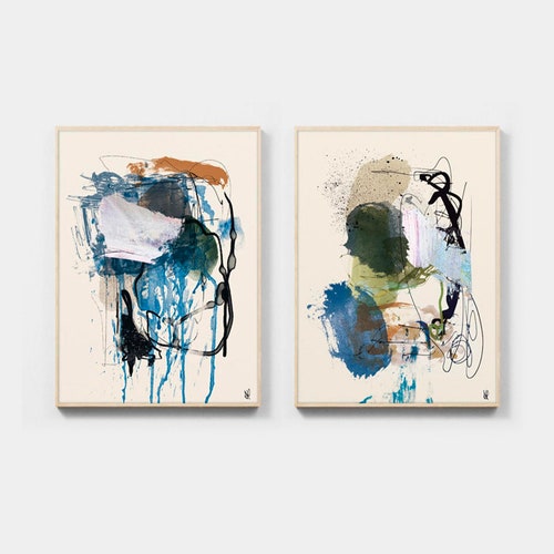 Abstract Art Print Set Set of 3 Prints Digital Download Art Etsy