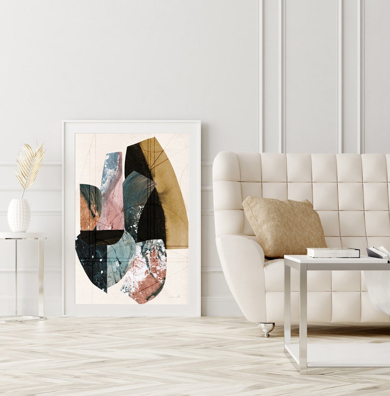 Abstract Wall Art Mustard and Peach Art Modern Abstract Art Etsy