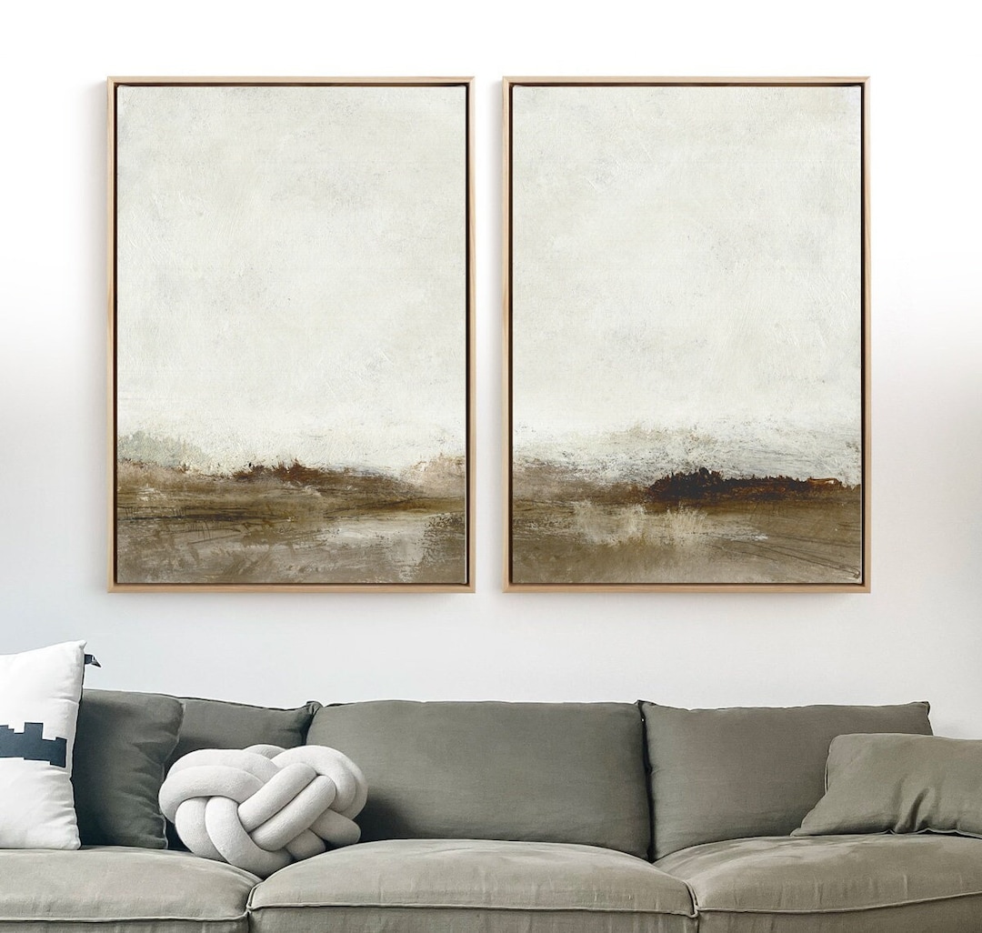 Neutral Abstract Wall Art,forest Painting,set of 2 Prints,black,beige