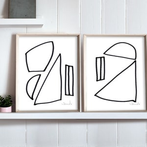 Abstract Art Print Set, Set of 2 Prints, Black and White Printable Abstract, instant download, Minimal art 16x20 Prints, 2 Abstract Prints