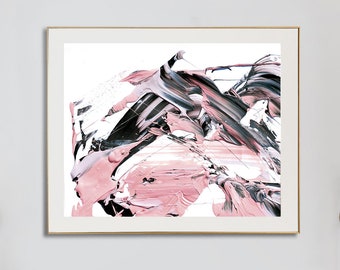 Pink and Gray Abstract Art Print: Modern Wall Decor (16x20, Digital Download)