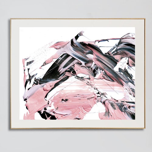 Printable Abstract Art Large Abstract Art Navy Blue and Pink Etsy