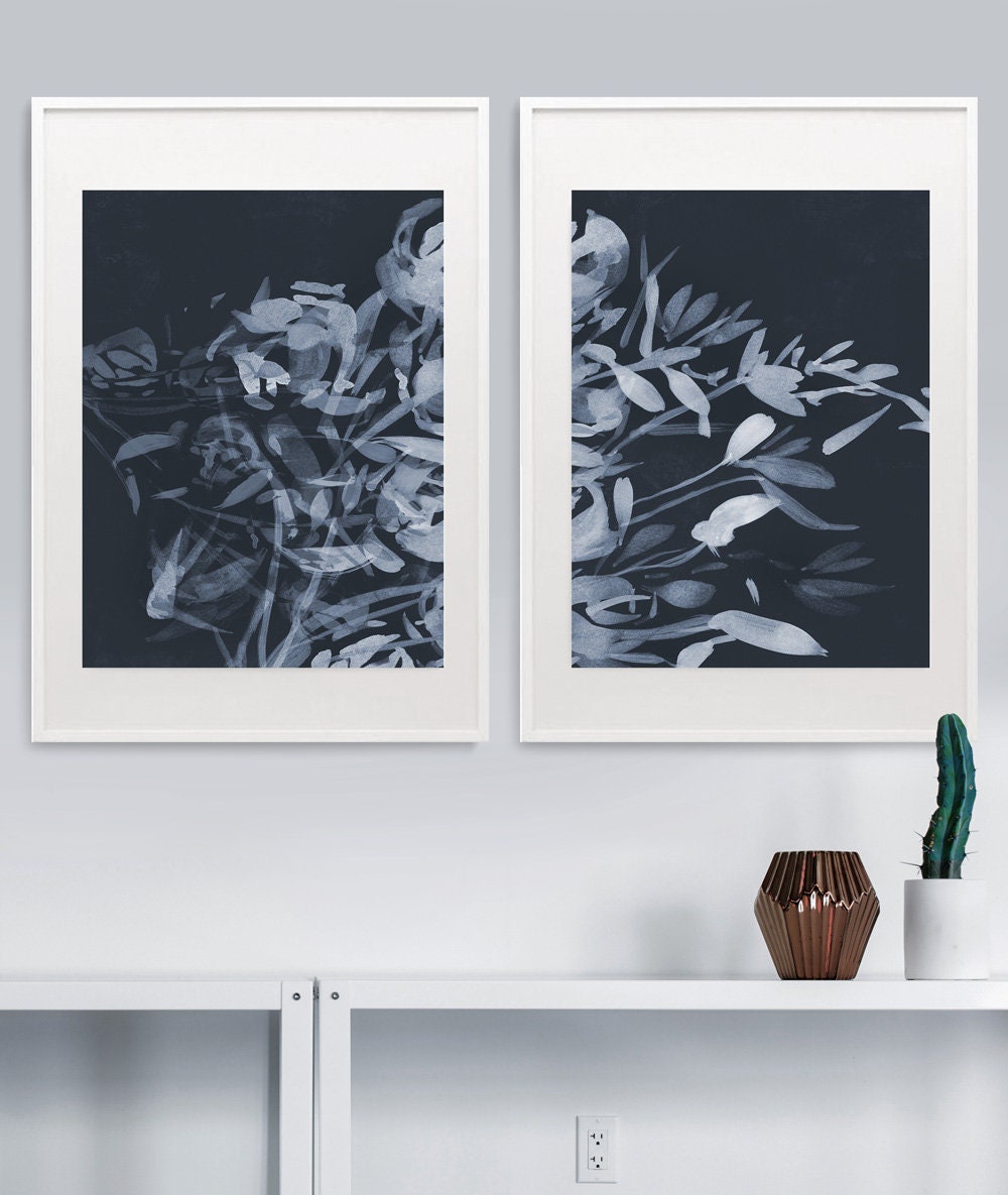 Set of 2 Prints Abstract Art Prints Floral Art Print Set Etsy
