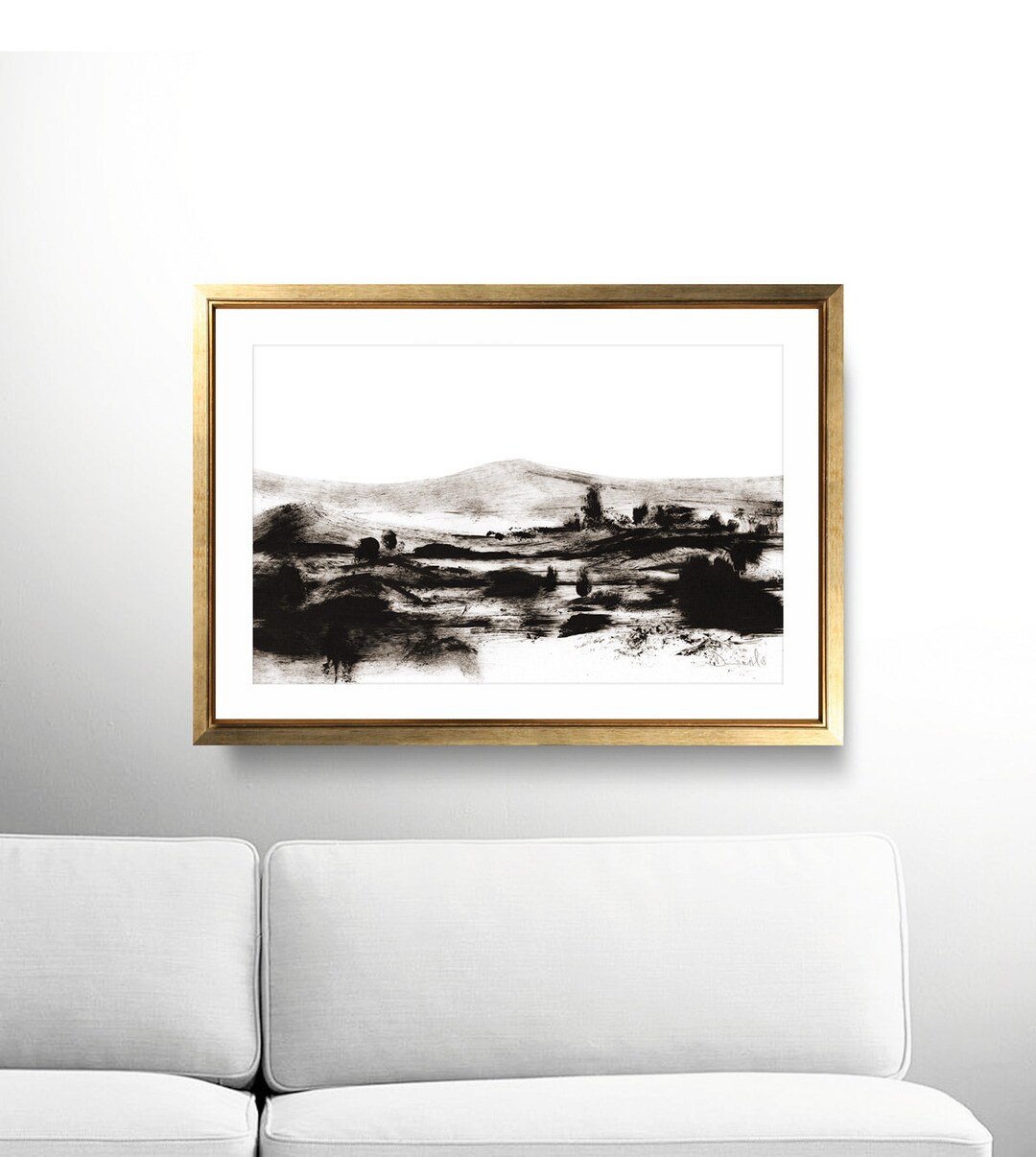Abstract Landscape Painting, Large Landscape Art, Black and White Art ...