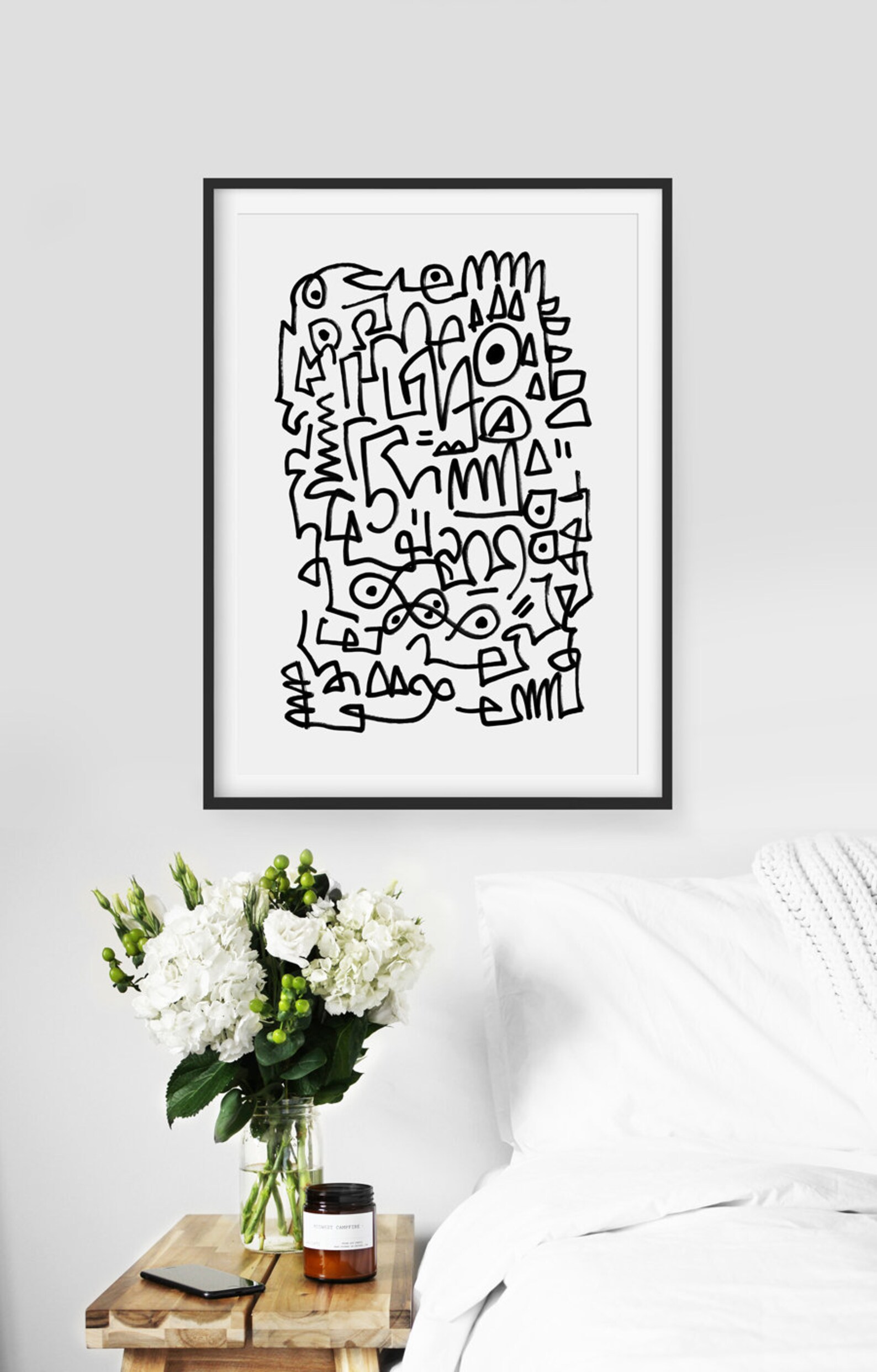 Large Abstract Line Art Printable Art Large Art Prints Etsy