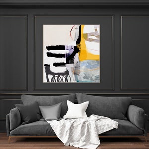 Large Wall Art Large Abstract Painting Yellow and White Art - Etsy