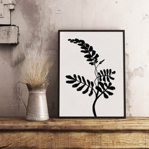 Floral Wall Art Print, Black and White Print, Printable Art, Botanical ...