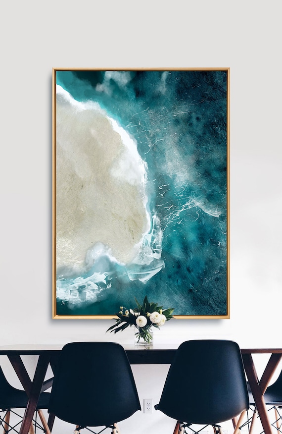 Abstract Beach Landscape Neutral Colors Printable Wall Art Digital Download Digital Painting Modern Blue Sand Minimal Abstract