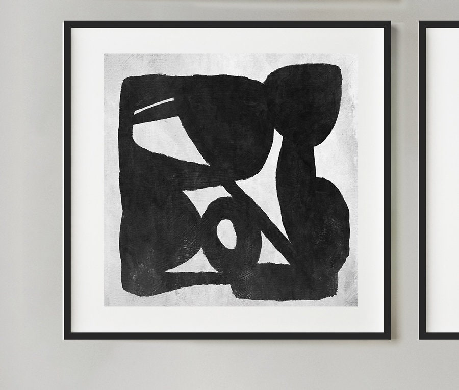 Abstract Art Print Set Set of 4 Black and White Art | Etsy