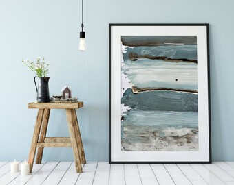 Abstract Seascape Painting: Calming Blue & Gray Wall Art (Digital Download)
