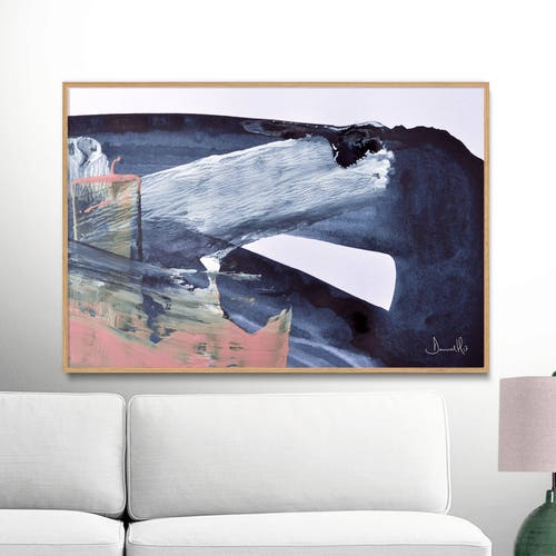 Printable Abstract Art Navy Blue and Pink Art Instant Etsy