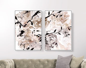 Set of 2 Prints, Abstract Art Prints, Large Wall Art, Printable Abstract Art, Botanical Print Set, instant download Art, 24x36 prints