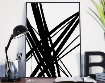 Printable abstract art, instant download art, black and white art, Scandinavian Print, Minimal print, large wall art, minimal printable art