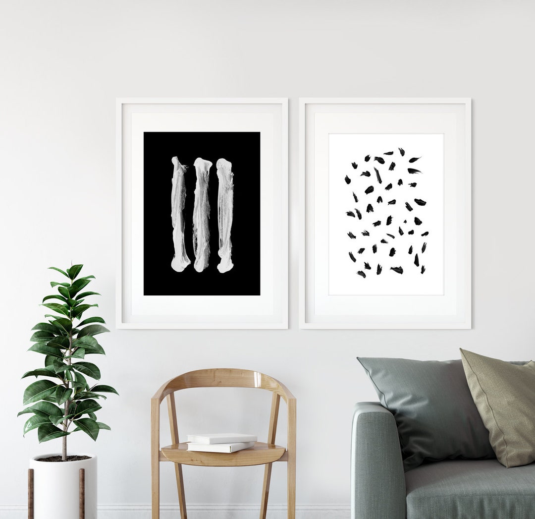 Abstract Art Print Set, Set of 2 Prints, Black and White Abstract Art ...