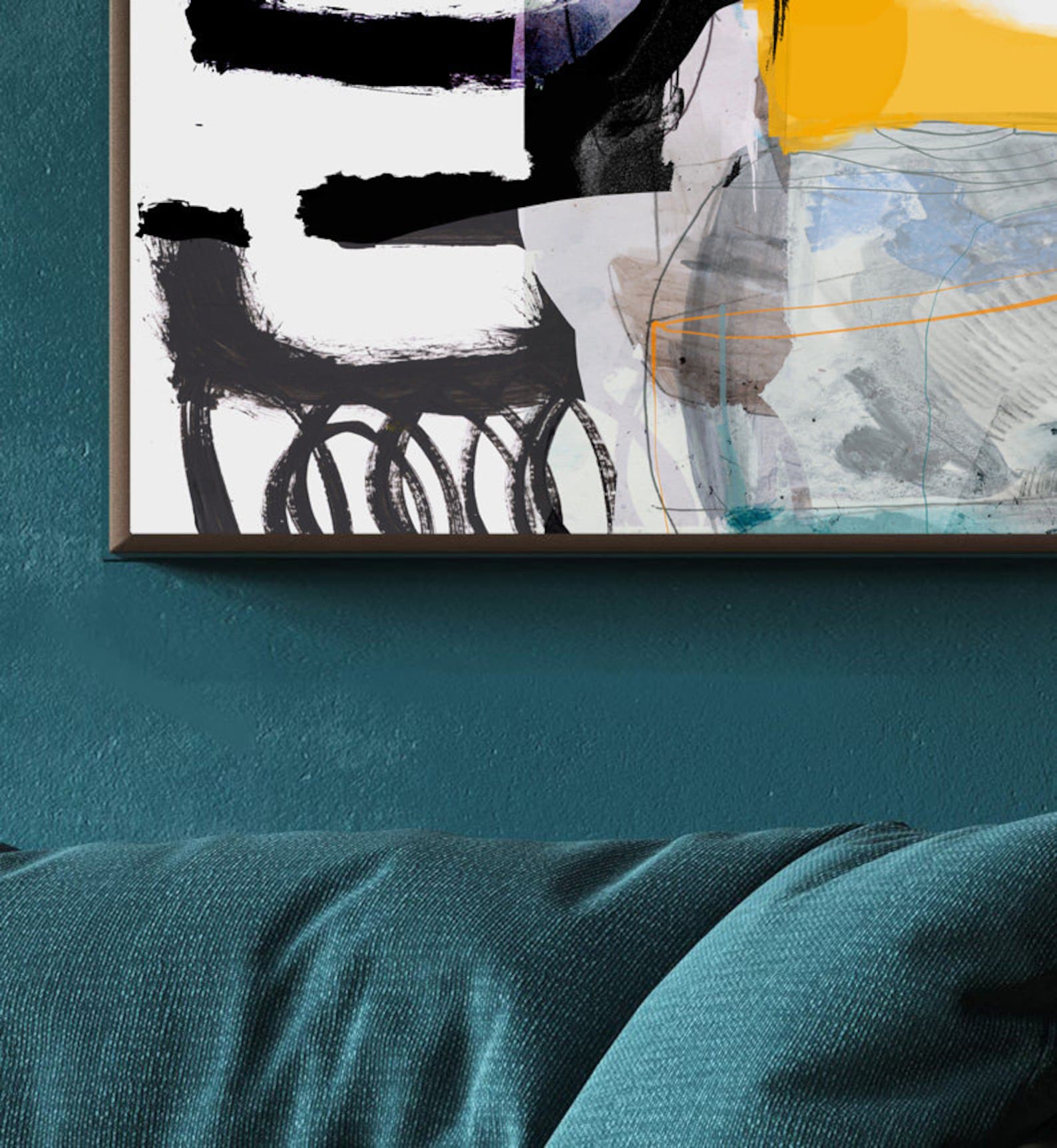 Large Wall Art Large Abstract Painting Yellow and White Art Etsy