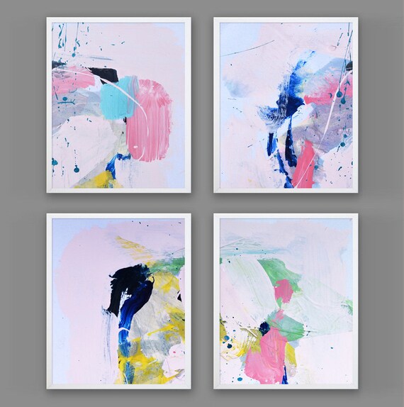 Abstract Art Print Set Abstract Print Set Of 4 Digital Etsy