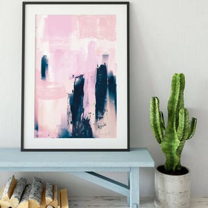 Set of 2 Prints, Abstract Art Prints, Large Wall Art, Printable Abstract Art, Navy Blue and Pink, instant download Art, Minimal Art A1 Print image 4