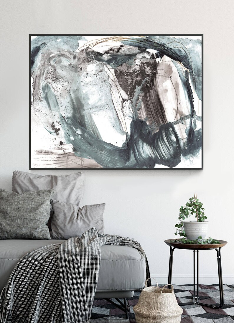 Printable Abstract Art Navy Blue and Gray Art Instant Etsy UK
