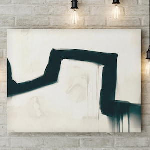Large Abstract, Minimalistic Painting, Printable Art, Large Art Prints, 24&quot;x32&quot; Dark Blue and cream, white tones, hand painted