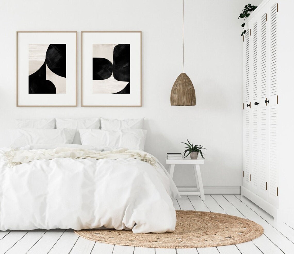 Abstract Art Print Set 2 Black & White Abstract Art Etsy