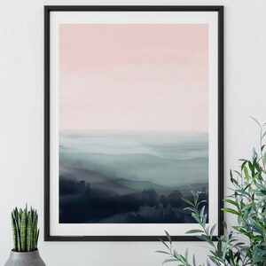 Abstract Landscape Painting, Instant Download Art, Abstract Painting, Pink and Green Art, Dan Hobday, 16x20 Print Bedroom Art, Landscape art image 3