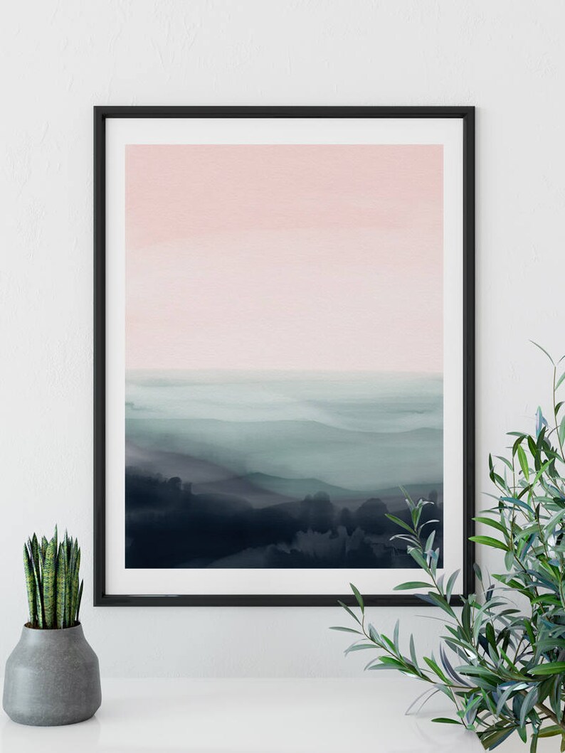 Abstract Landscape Painting, Instant Download Art, Abstract Painting, Pink and Green Art, Dan Hobday, 16x20 Print Bedroom Art, Landscape art image 3