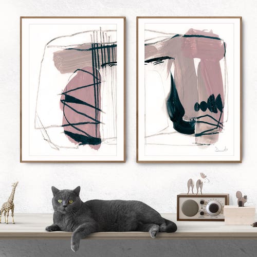 Abstract Print Set Set of 2 Prints Abstract Art Print Set Etsy