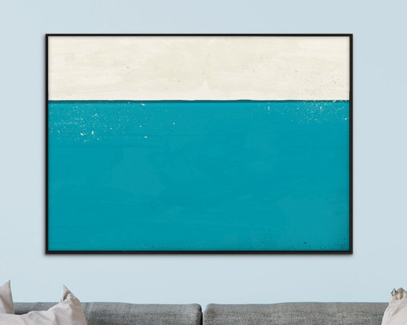 Minimalist Abstract Painting: Turquoise & Cream Horizon (A1 Printable PDF)