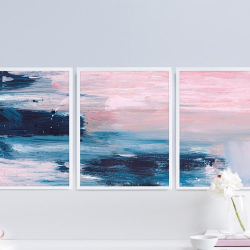 Printable Abstract Art Navy Blue and Pink Art Instant Etsy Australia