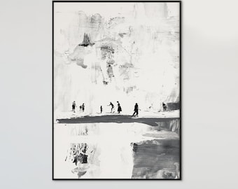 Pintura abstracta de playa: Decoración costera para sala de estar (descarga digital)
