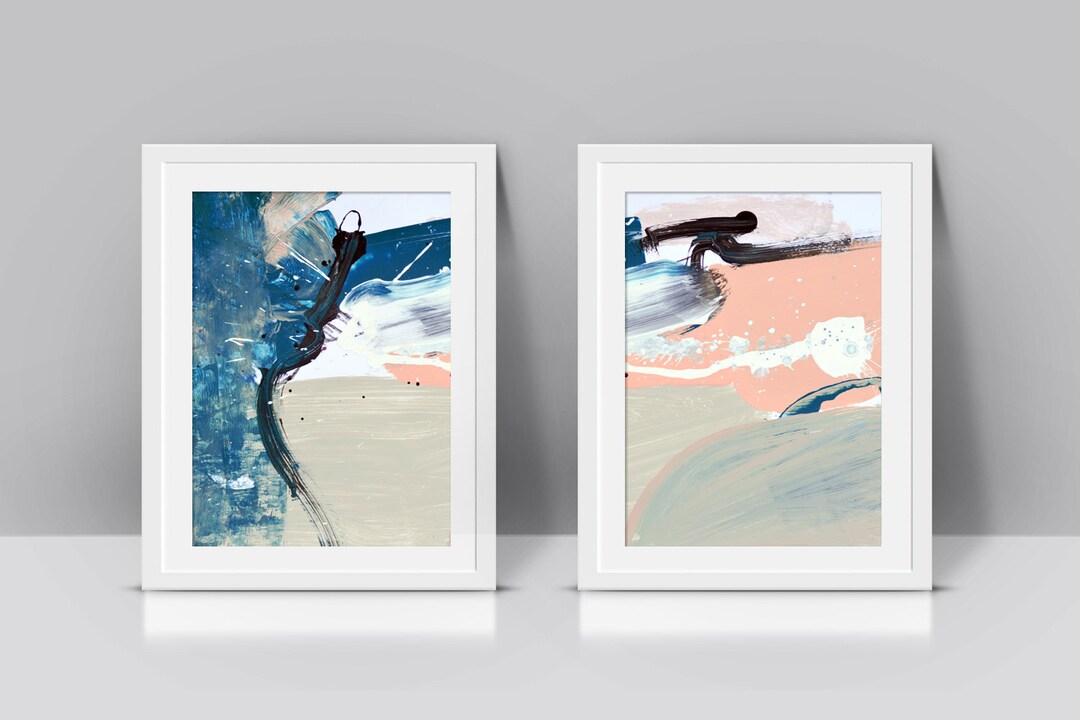 Set of 2 Prints Abstract Art Print Set Digital Downloads Etsy