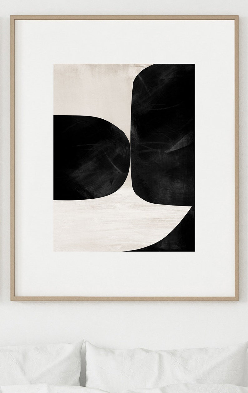 Abstract Art Print Set, 2 Black & White Abstract Art, Printable Abstract, instant download, Dan Hobday Art. Minimal art Prints, 24x36 image 2