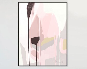 Blush Grey Abstract Art Print: Minimalist Scandinavian Home Decor (Digital Download)