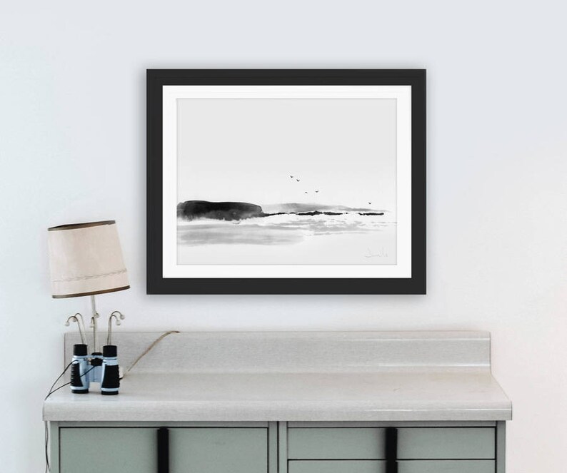 Beach Painting,Sea Rock Minimal Art, Printable Art Prints, Dan Hobday Art, digital download art, nature art, minimal wall art prints image 4