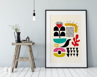 Large Printable Art, Mid Century Modern, Mid Century Print, Large Art, A0 Art Print, Abstract Wall Art, Contemporary Art, Dan Hobday