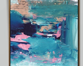 Abstract Art Print Set, 2 Aqua Blue Abstract, Digital