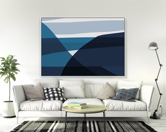 Large Blue Abstract Painting: Minimalist Wall Art (Digital Download)
