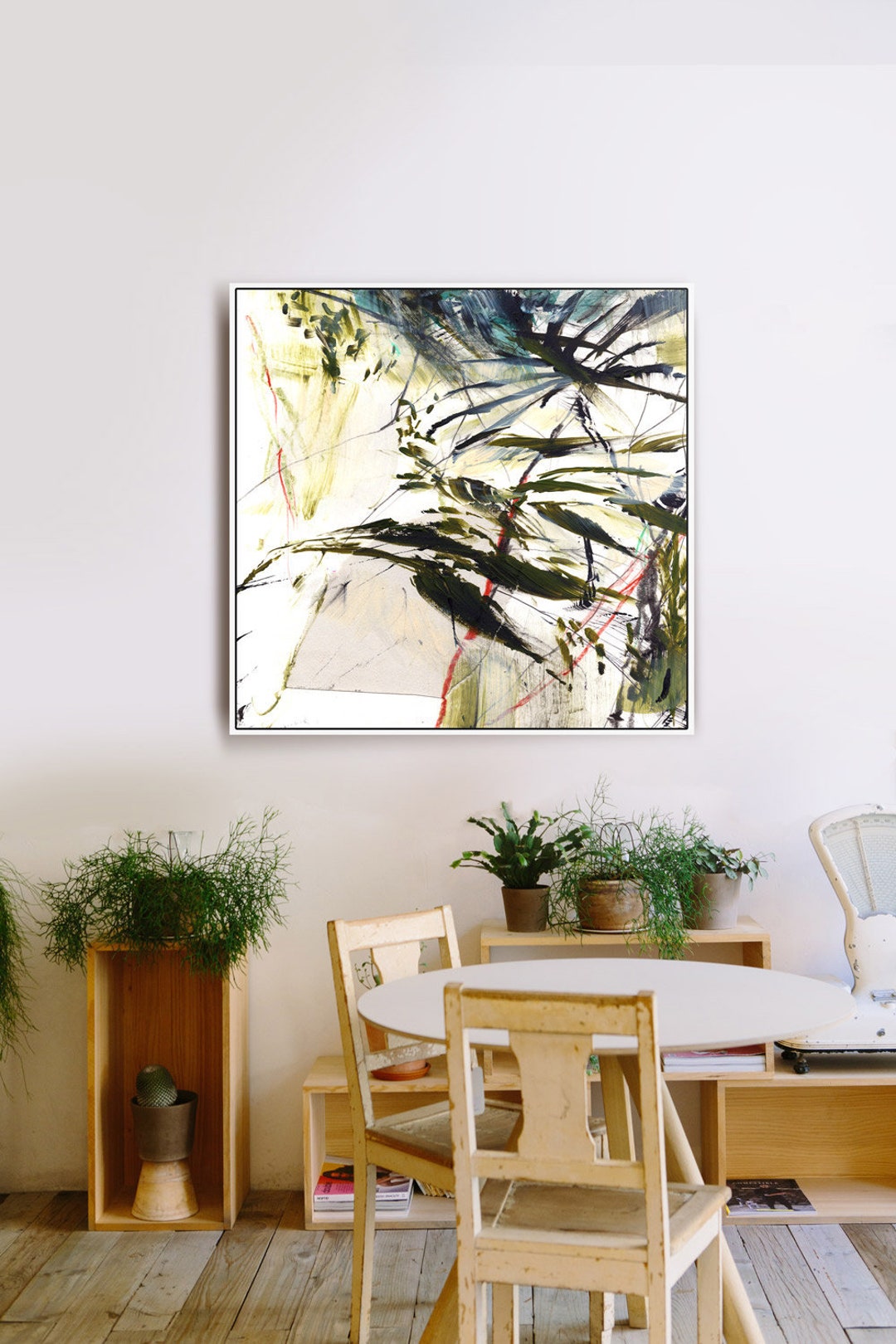 Large Abstract Painting, Printable Abstract Art, Instant Download Art, Tropical Art, 40x40 Print ...