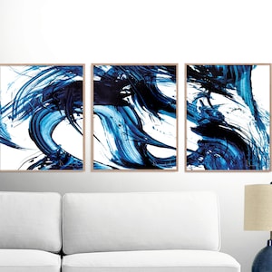 Set of 3 Prints, Abstract Art Prints, Blue Abstract Art, 16x20 Print, Abstract Printable Art, Dan Hobday, Abstract Art Set, Minimalist art