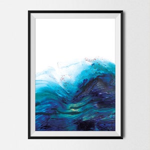 Printable Abstract Art, Seascape Painting, Digital Download, Abstract Seascape, Large wall art, Ocean Art, Ocean Print, A2 art Navy blue art