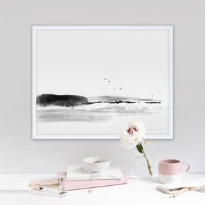 Beach Painting,Sea Rock Minimal Art, Printable Art Prints, Dan Hobday Art, digital download art, nature art, minimal wall art prints image 3