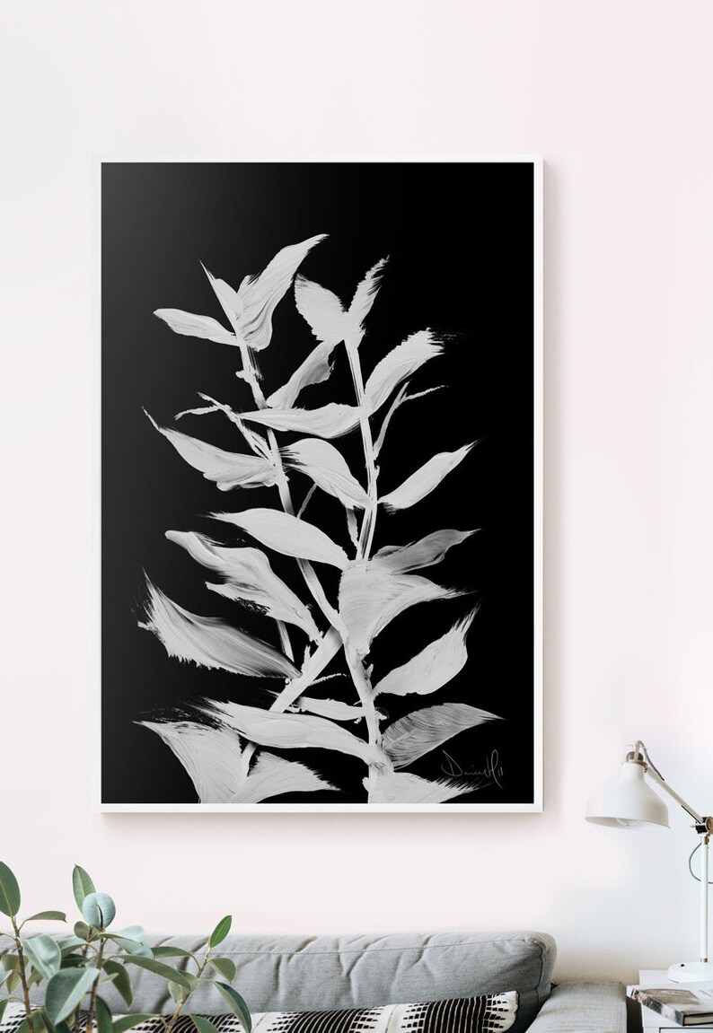 Floral Wall Art Print Printable Art Black and White Art - Etsy
