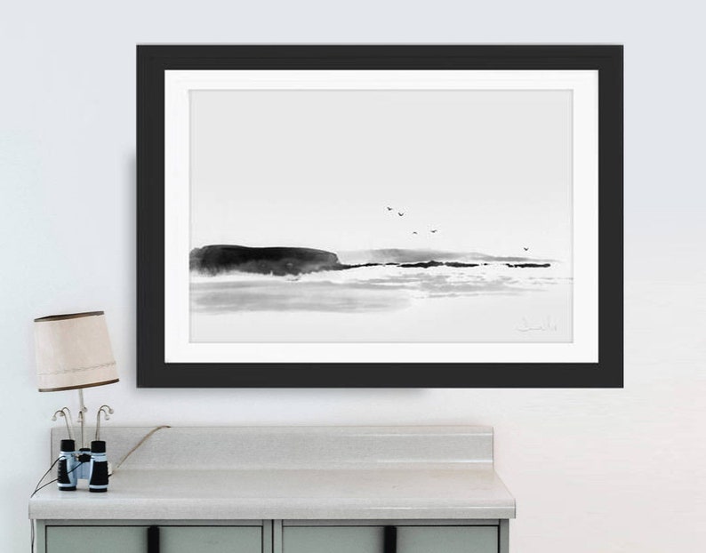 Beach Painting,Sea Rock Minimal Art, Printable Art Prints, Dan Hobday Art, digital download art, nature art, minimal wall art prints image 5