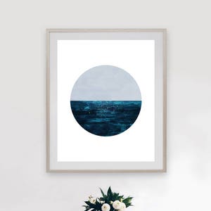 Abstract Painting, Printable Abstract Art, Ocean Print, Navy Ocean, Navy Sea, Minimalist Art, Printable Ocean instant download, Dan Hobday