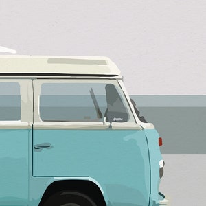 Set of 2 Prints, Campervan print, Beach Decor Print, Surf print, Campervan Gifts, Beach Art, Coastal Wall Art, Retro Van Print, Dan Hobday image 5