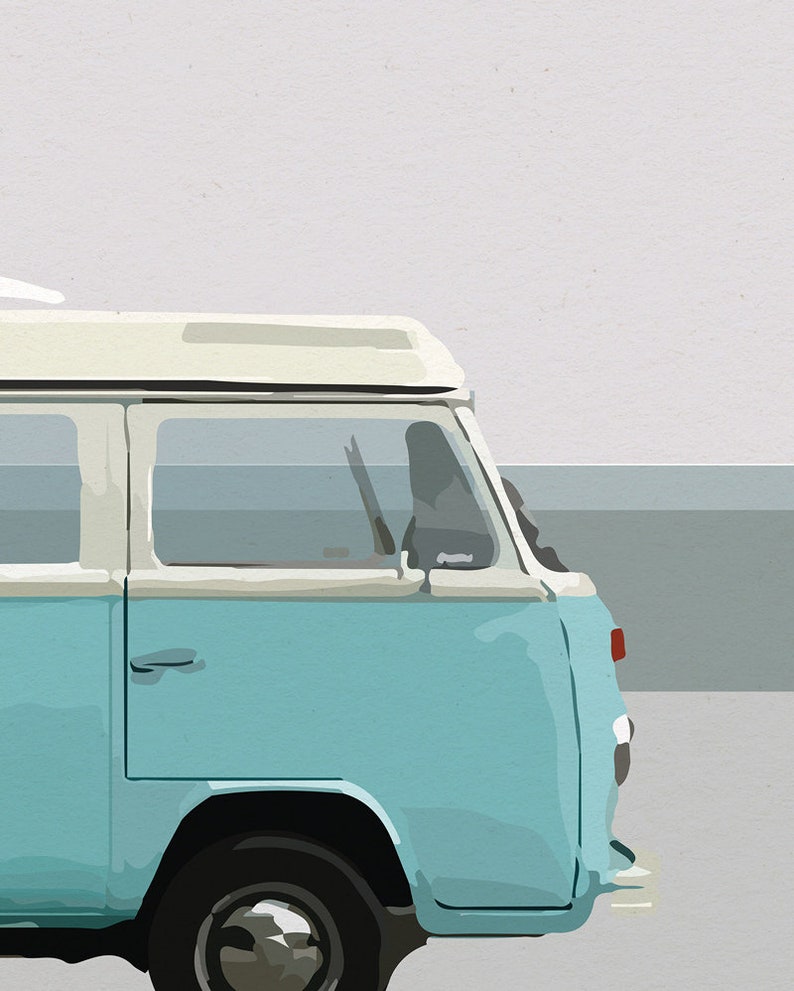 Set of 2 Prints, Campervan print, Beach Decor Print, Surf print, Campervan Gifts, Beach Art, Coastal Wall Art, Retro Van Print, Dan Hobday image 5