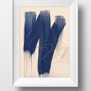 Printable Abstract Art Navy Blue Colours Minimalistic Painting modern wall art hand painted, navy and gold, large abstract art