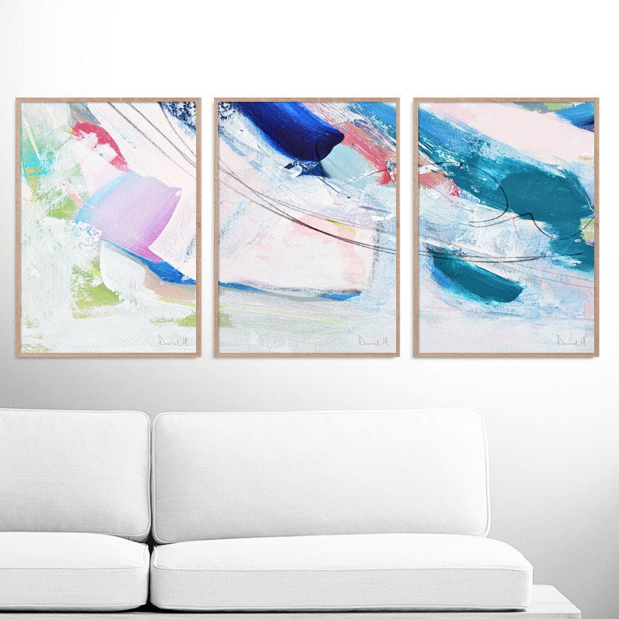 Abstract Art Print Set Set of 3 Prints Digital Downloads Etsy UK